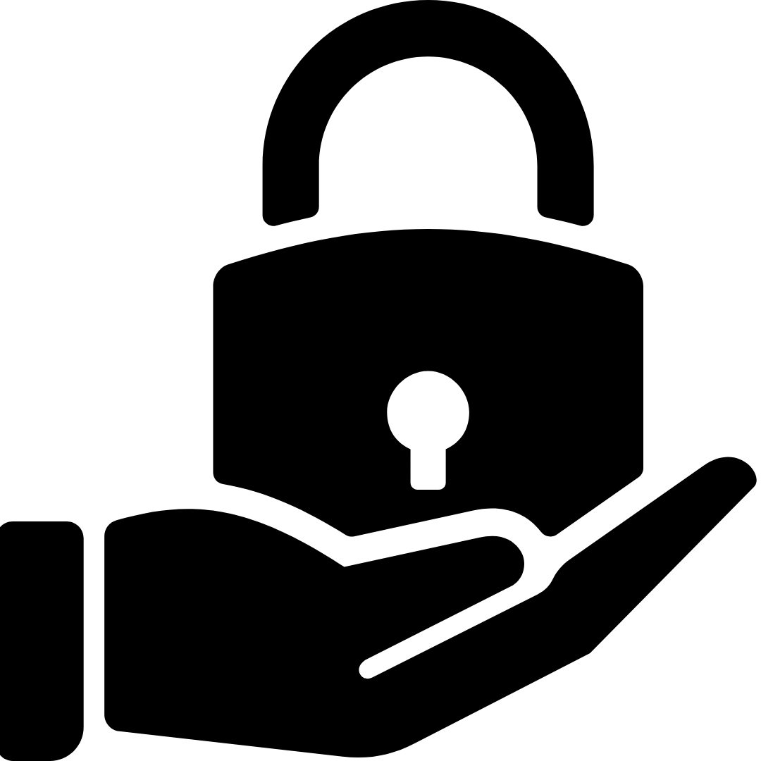 line drawing of a hand holding a padlock